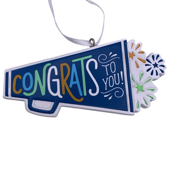 Hallmark CONGRATS TO YOU! (1HGO2952) Megaphone Fireworks Christmas Ornament NWT - Picture 4 of 4